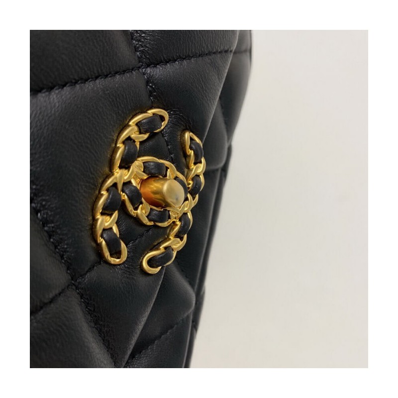 Chanel Lambskin Quilted Chanel 19 Waist Bag AS1163 Black