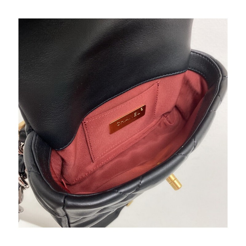 Chanel Lambskin Quilted Chanel 19 Waist Bag AS1163 Black