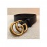 Gucci Leather Belt With Double G Brass Buckle 406831