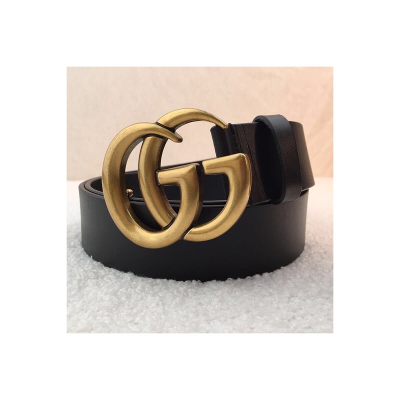 Gucci Leather Belt With Double G Brass Buckle 406831