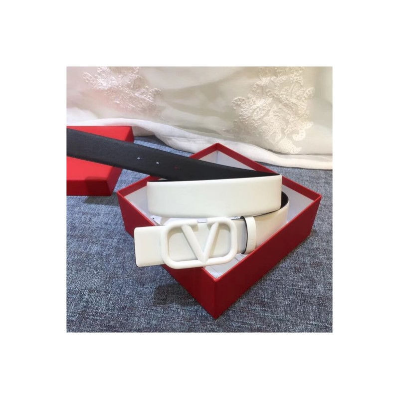 Valentino Reversible Vlogo Belt In Glossy Calfskin 40 mm