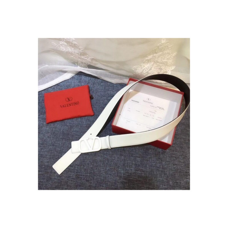 Valentino Reversible Vlogo Belt In Glossy Calfskin 40 mm