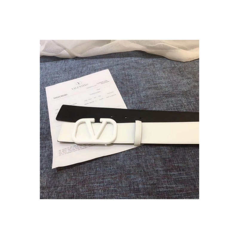 Valentino Reversible Vlogo Belt In Glossy Calfskin 40 mm