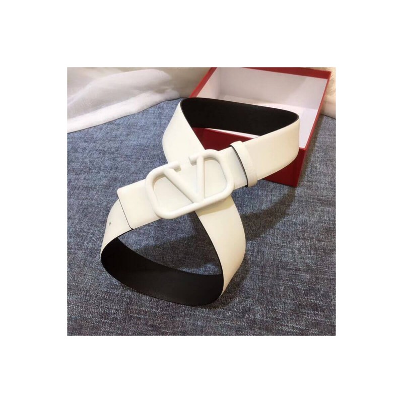 Valentino Reversible Vlogo Belt In Glossy Calfskin 40 mm
