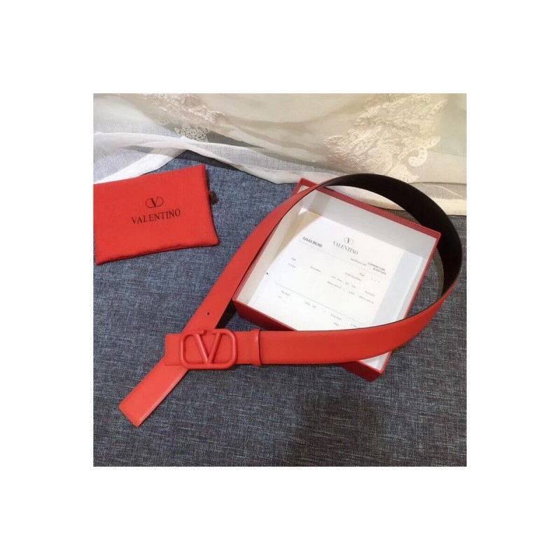 Valentino Reversible Vlogo Belt In Glossy Calfskin 40 mm