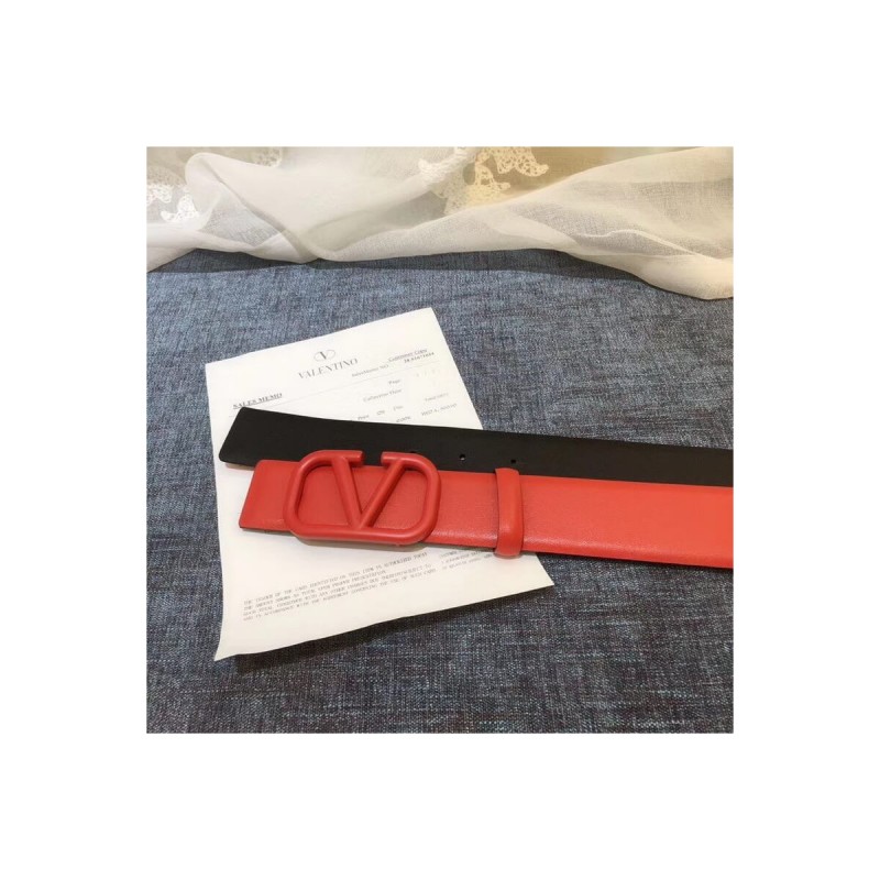 Valentino Reversible Vlogo Belt In Glossy Calfskin 40 mm