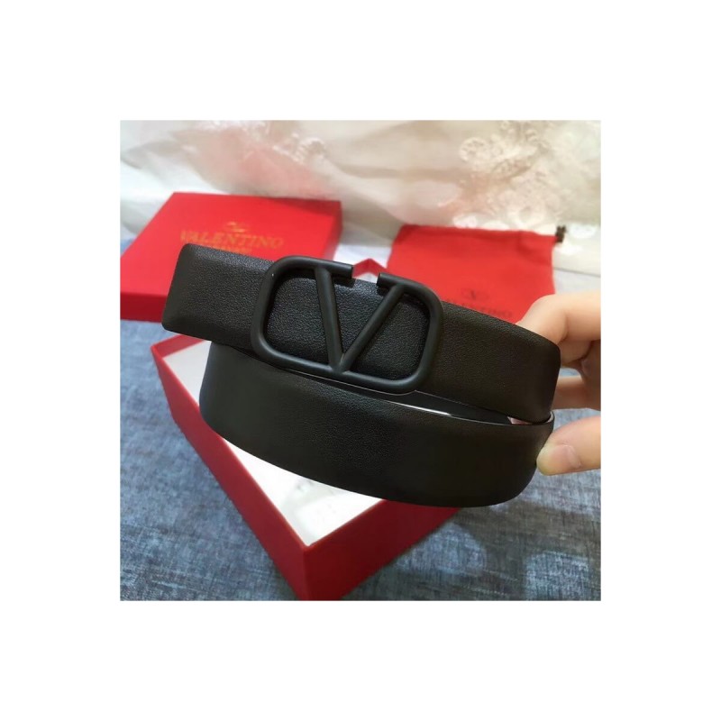 Valentino Reversible Vlogo Belt In Glossy Calfskin 40 mm