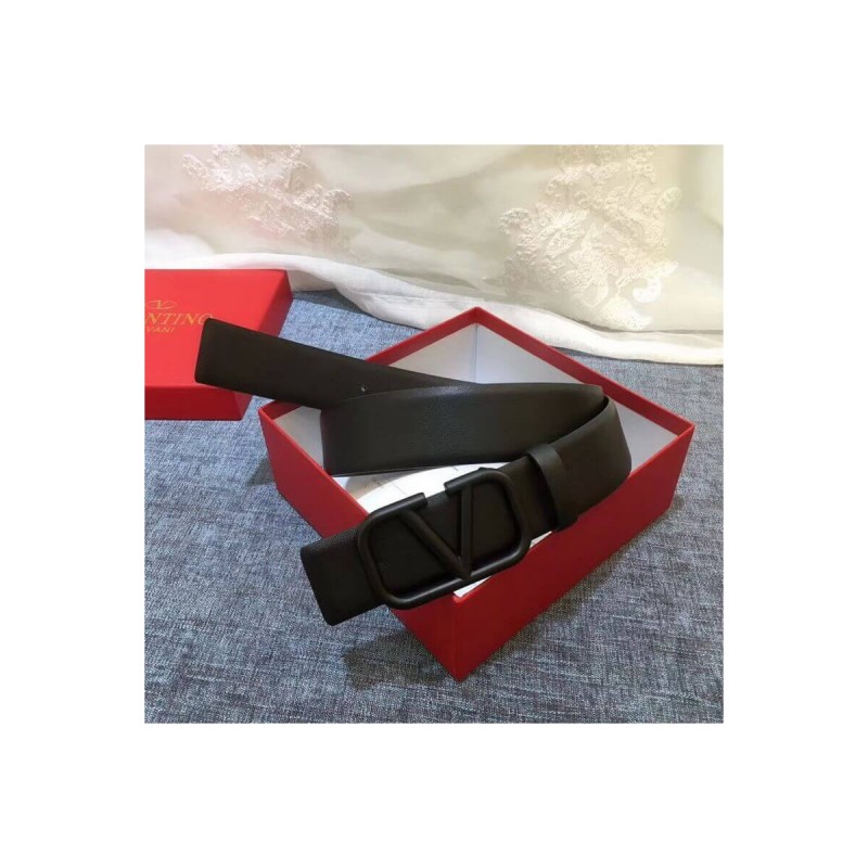 Valentino Reversible Vlogo Belt In Glossy Calfskin 40 mm
