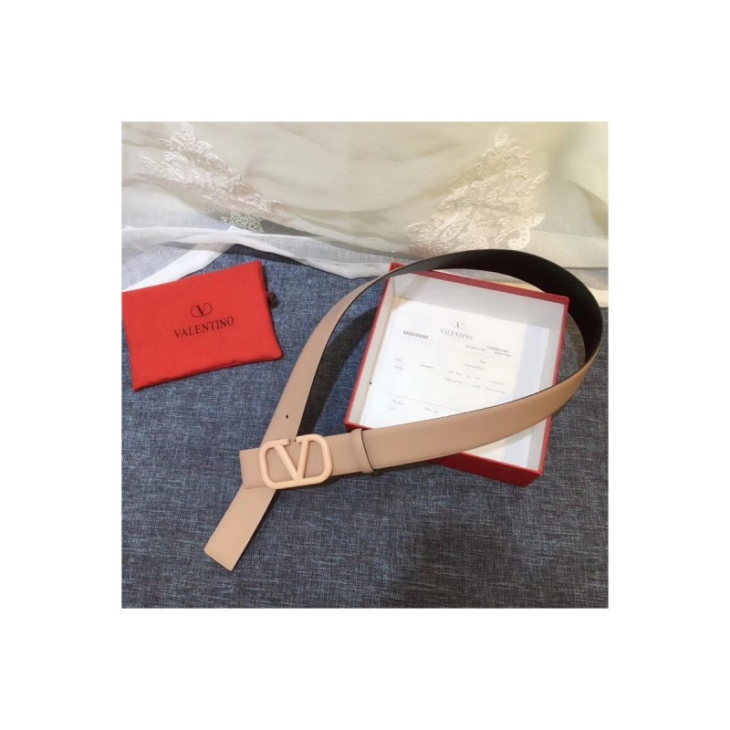 Valentino Reversible Vlogo Belt In Glossy Calfskin 40 mm