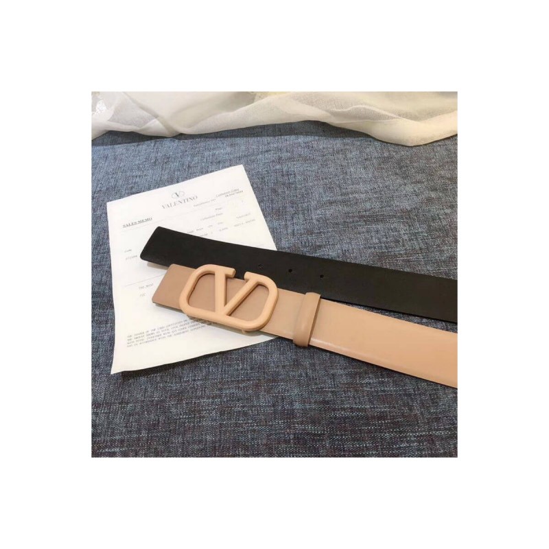 Valentino Reversible Vlogo Belt In Glossy Calfskin 40 mm