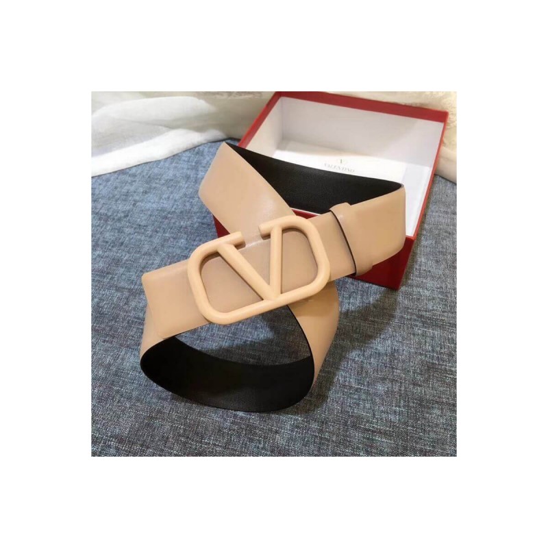 Valentino Reversible Vlogo Belt In Glossy Calfskin 40 mm