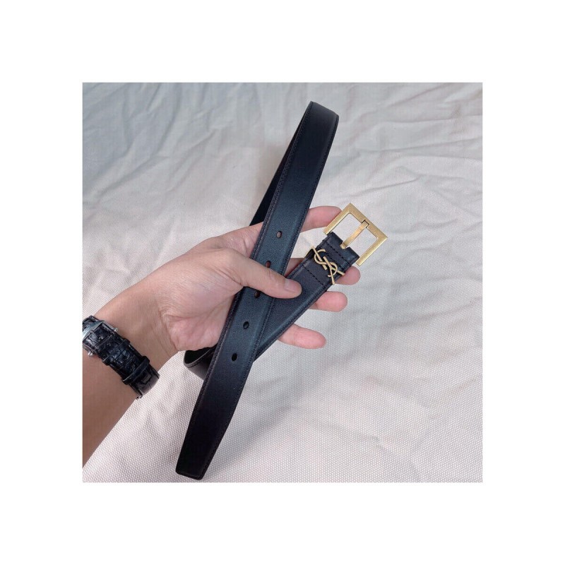 Saint Laurent Monogram Lacquer Leather 3.0cm Belt