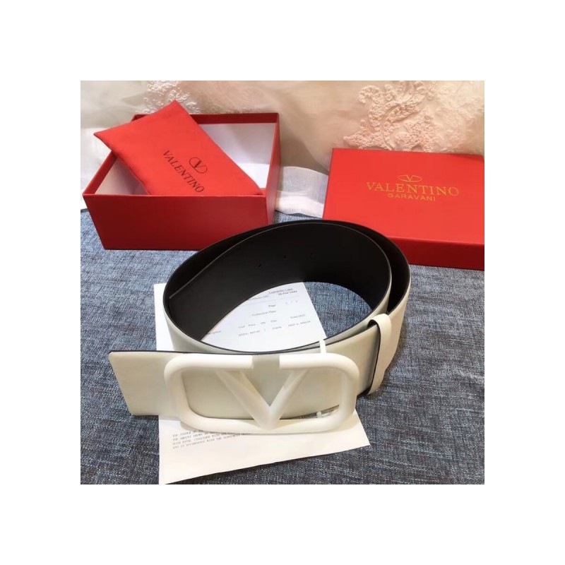 Valentino Reversible Vlogo Belt In Glossy Calfskin 70 mm