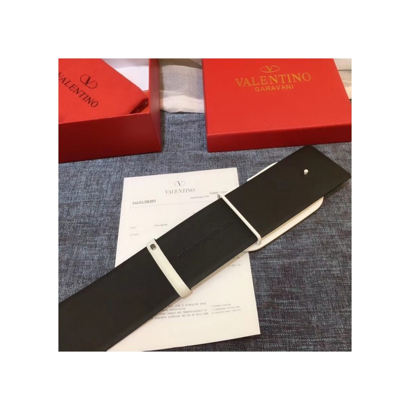 Valentino Reversible Vlogo Belt In Glossy Calfskin 70 mm