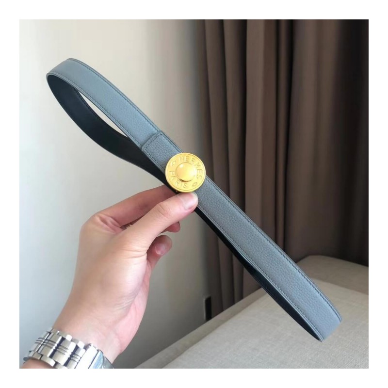 Hermes Bouton Bombe Belt Buckle &amp; Reversible Leather Strap 24mm H0800