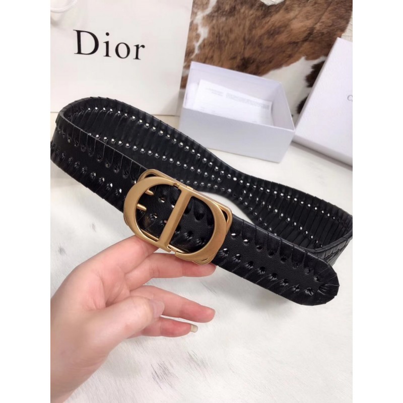 Christian Dior Black 30 Montaigne Calfskin Belt B0047
