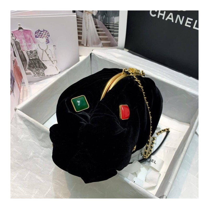 Chanel Velvet Clutch with Enamel AS2137