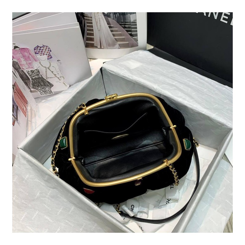 Chanel Velvet Clutch with Enamel AS2137