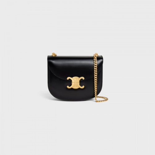 Celine Teen Chain Besace Triomphe in shiny calfskin Black