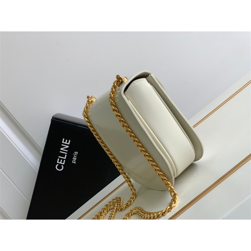 Celine Teen Chain Besace Triomphe in shiny calfskin Rice 110973BF4.01RC