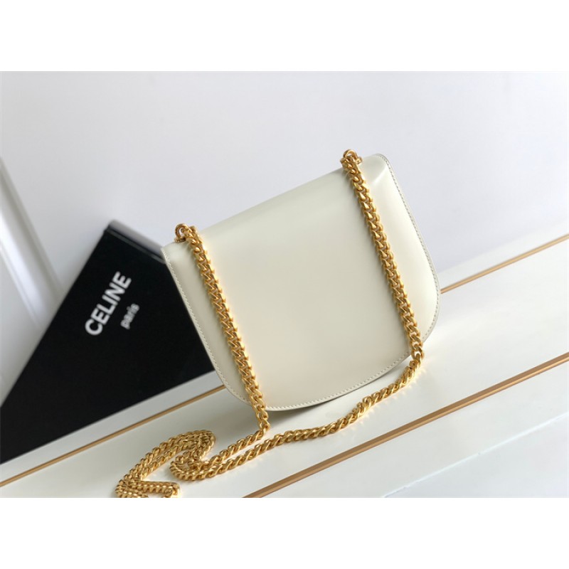 Celine Teen Chain Besace Triomphe in shiny calfskin Rice 110973BF4.01RC