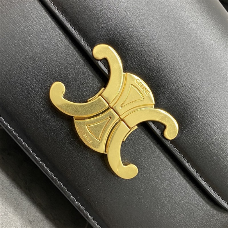 Celine Classique Triomphe Bag in Natural Calfskin Black-187363BF4.38NO