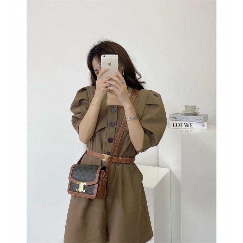 Classique Triomphe Bag in Triomphe Canvas and Calfskin TAN-191242BZ4.04LU