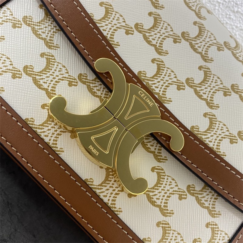 Classique Triomphe Bag in Triomphe Canvas and Calfskin WHITE-191242BZ4.04LU