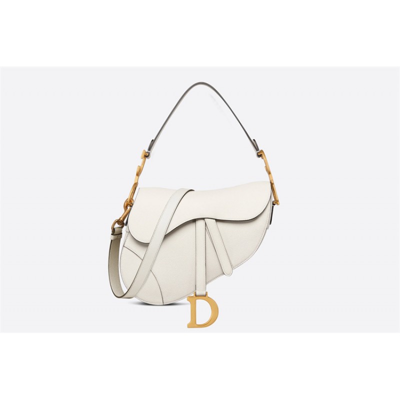Dior Saddle Bag with Strap Latte GGrained Calfskin white M0455CBAA_M030