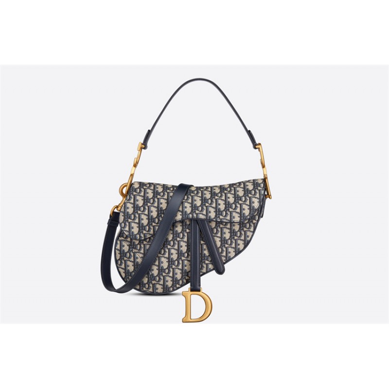 Dior Saddle Bag with Strap Blue Dior Oblique Jacquard M0455CTZQ_M928