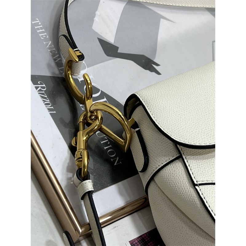 Dior Saddle Bag with Strap Latte GGrained Calfskin white M0455CBAA_M030