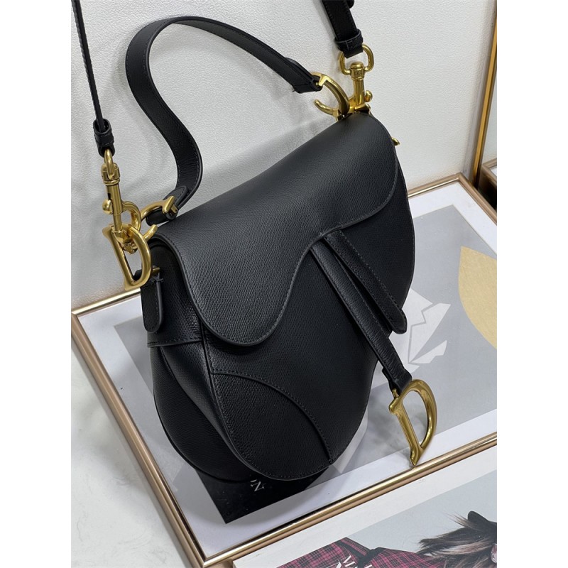Dior Saddle Bag With Strap Black Grained Calfskin M0455CBAA_M900