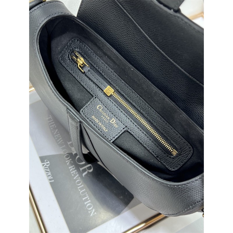 Dior Saddle Bag With Strap Black Grained Calfskin M0455CBAA_M900