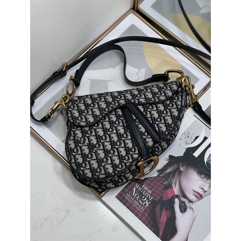 Dior Saddle Bag with Strap Blue Dior Oblique Jacquard M0455CTZQ_M928