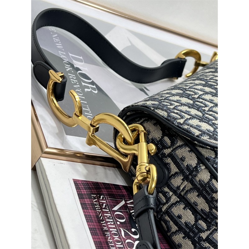 Dior Saddle Bag with Strap Blue Dior Oblique Jacquard M0455CTZQ_M928