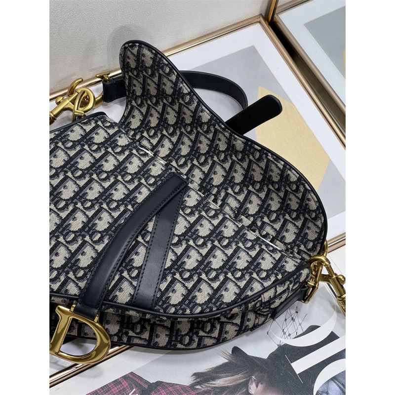 Dior Saddle Bag with Strap Blue Dior Oblique Jacquard M0455CTZQ_M928
