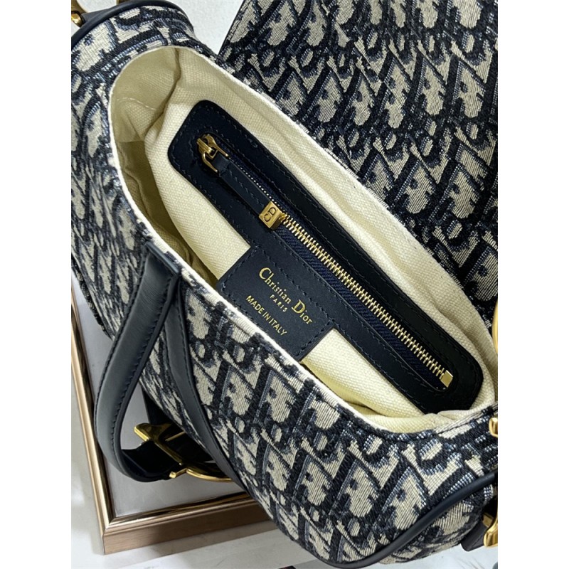 Dior Saddle Bag with Strap Blue Dior Oblique Jacquard M0455CTZQ_M928