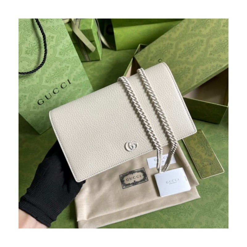 Gucci Textured Leather GG Marmont Mini Chain Bag 497985