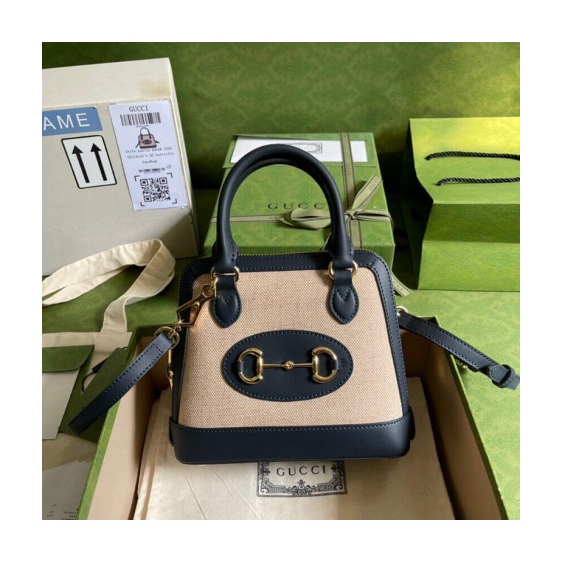 Gucci Horsebit 1955 Mini Top Handle Bag 640716 in Beige Canvas