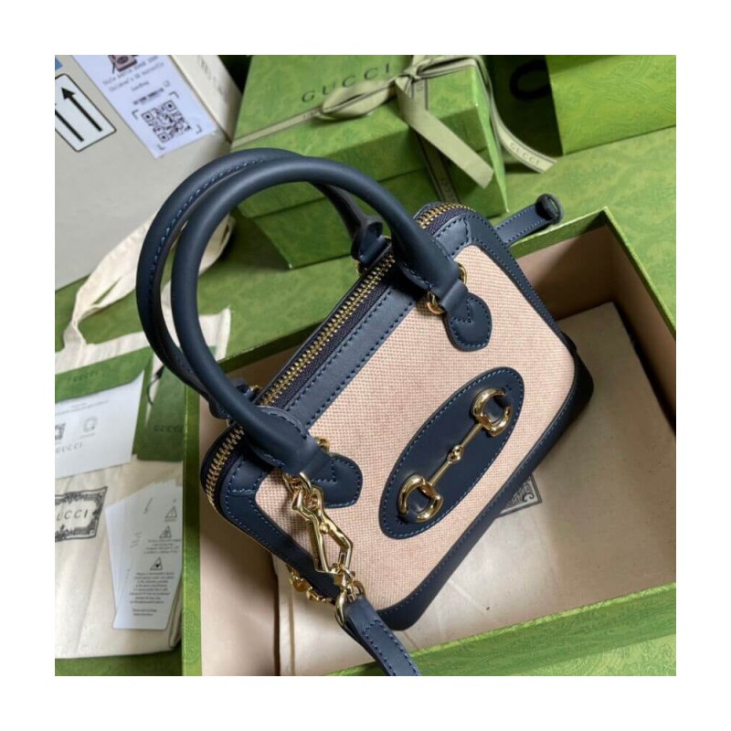 Gucci Horsebit 1955 Mini Top Handle Bag 640716 in Beige Canvas