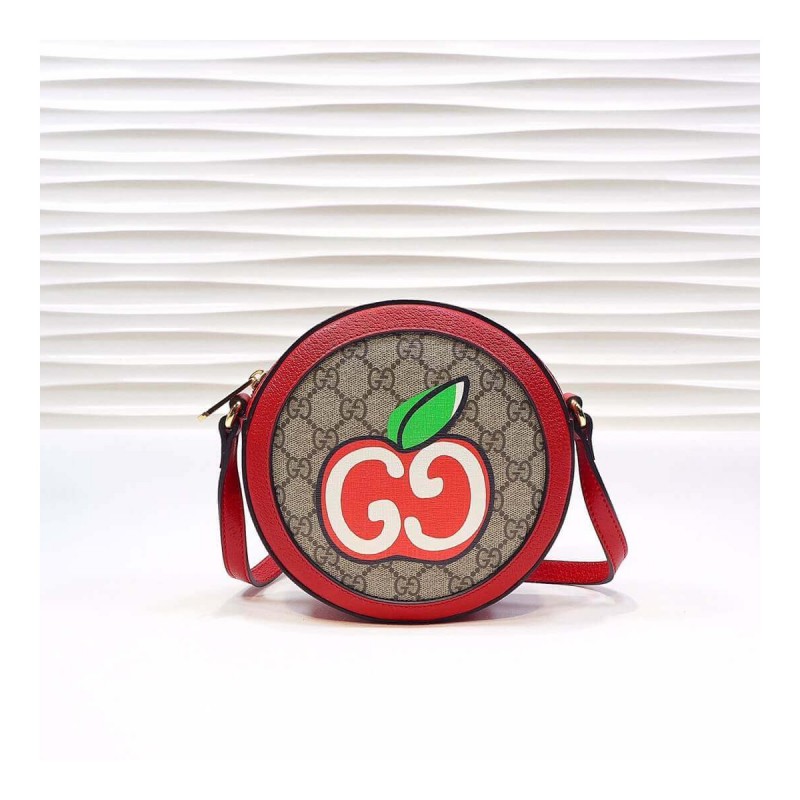 Gucci GG Apple Print Round Shoulder Bag 625216