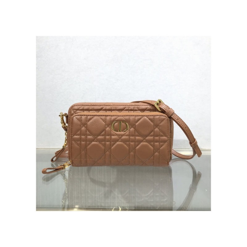 Dior Caro Double Pouch Black Supple Cannage Calfskin M9237