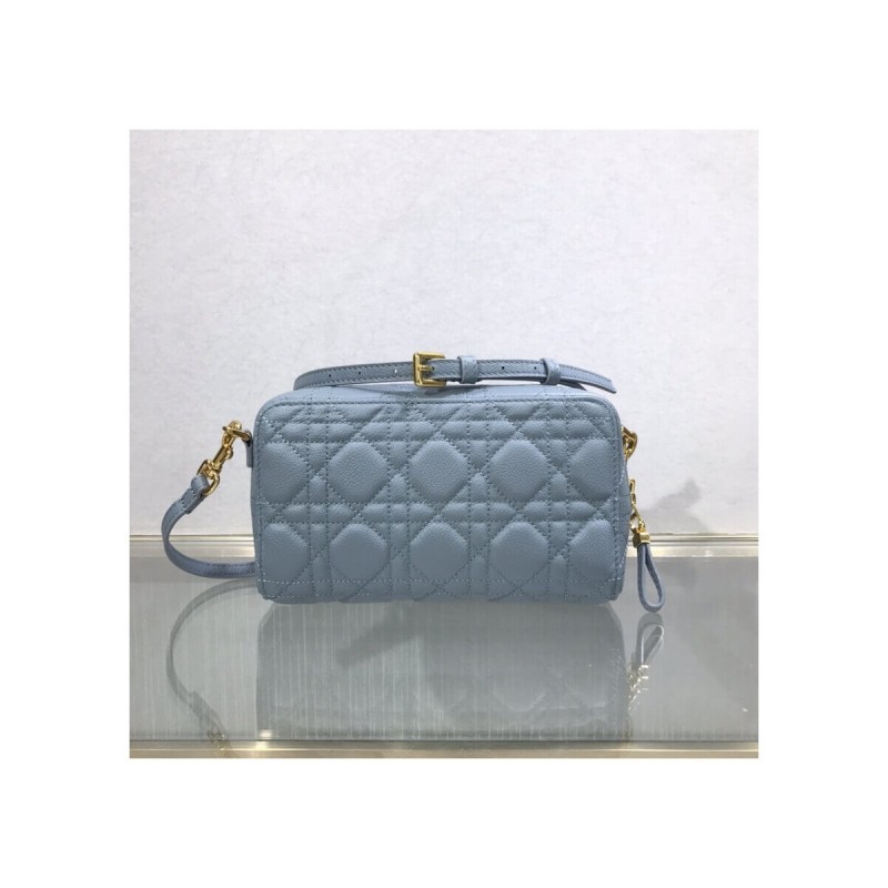 Dior Caro Double Pouch Black Supple Cannage Calfskin M9237