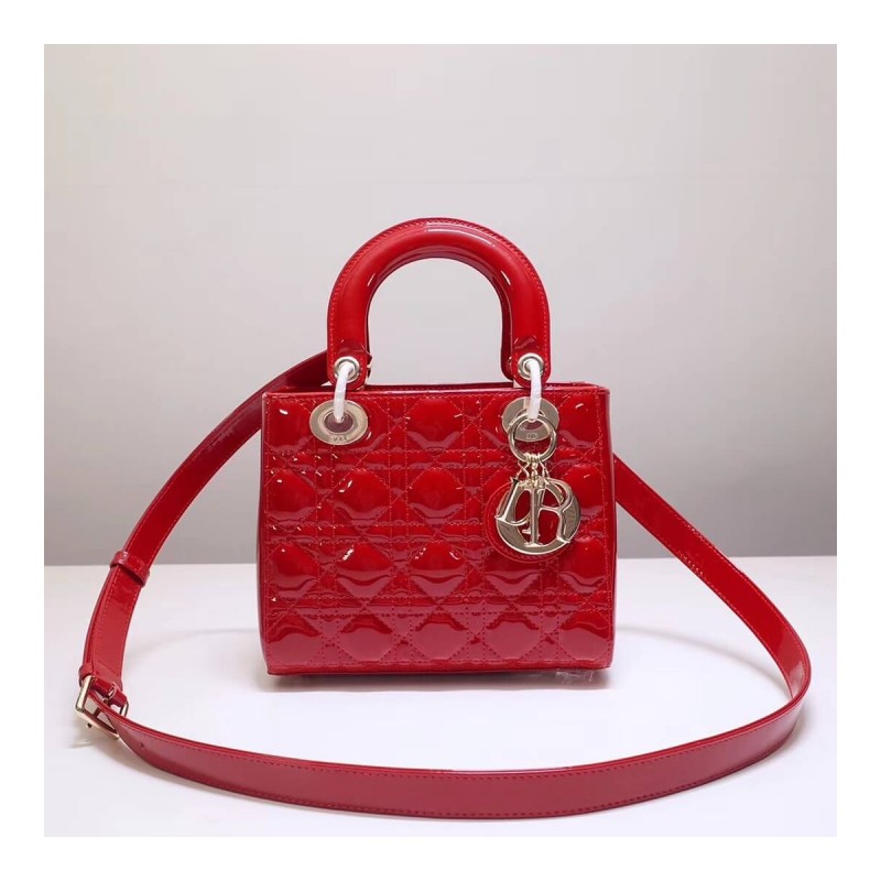 Christian Dior Patent Calfskin Small Lady Dior Bag M0531