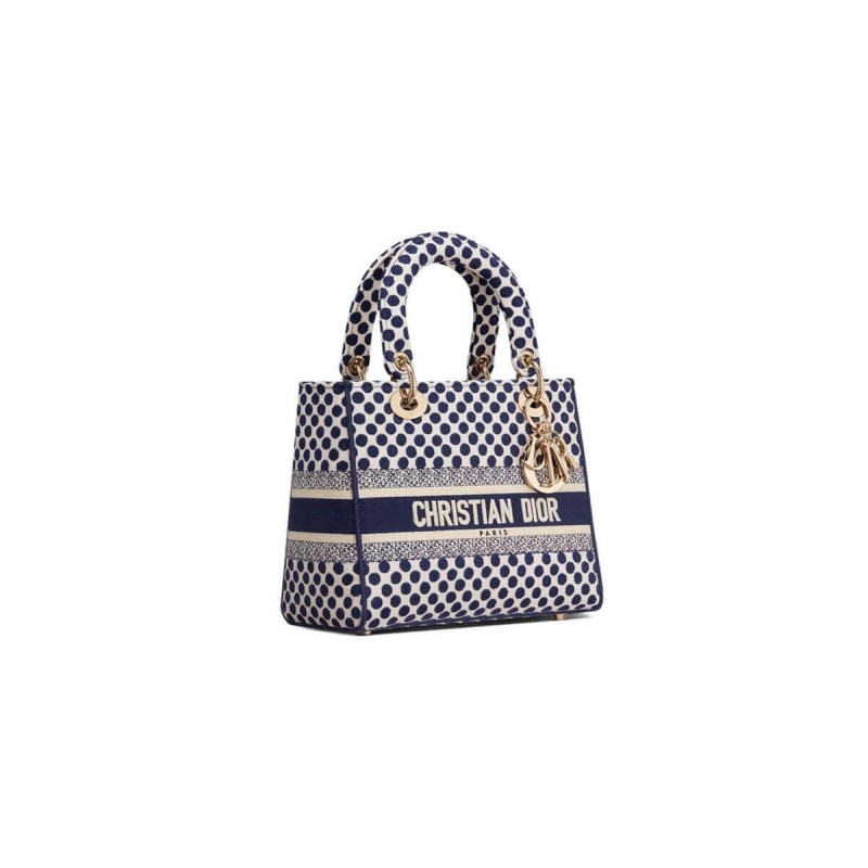 Dior Medium Lady D-Lite Dioramour Bag in Dots Embroidery M0565
