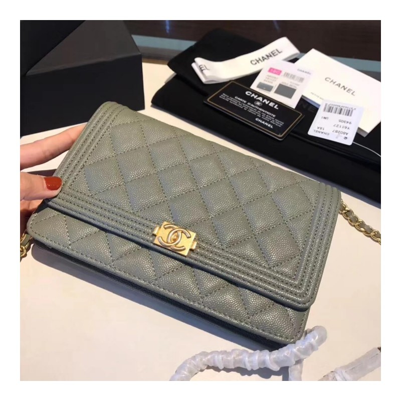 Chanel Quilted Caviar Leboy Woc Chain Bag 80287