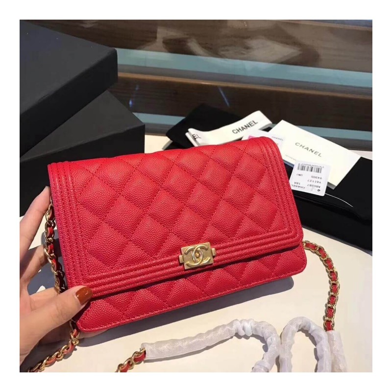 Chanel Quilted Caviar Leboy Woc Chain Bag 80287