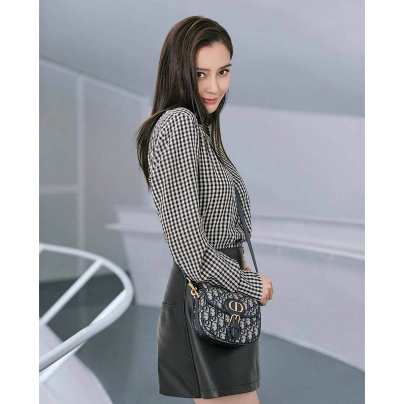 Christian Dior Small Dior Bobby Bag in Blue Dior Oblique Jacquard M9317