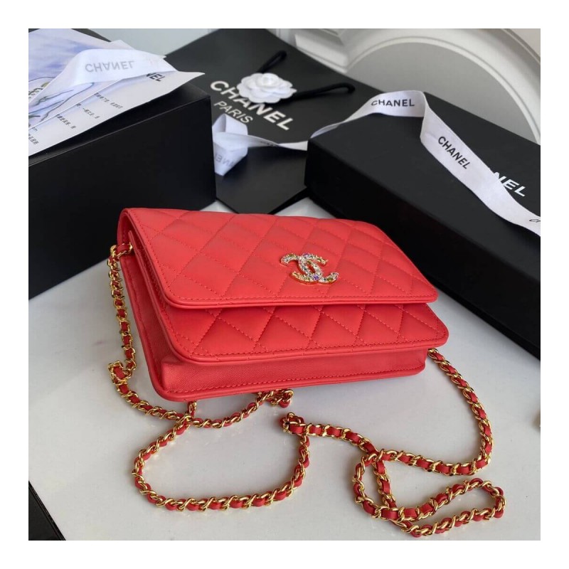 Chanel Zirconium Crystal CC Logo Wallet on Chain AP1943