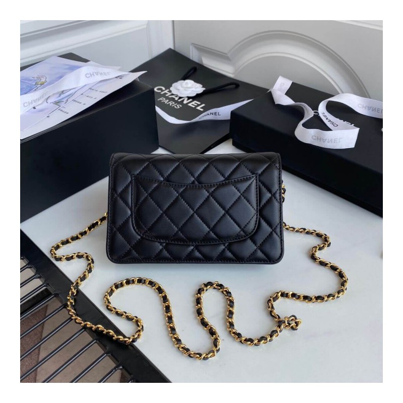 Chanel Zirconium Crystal CC Logo Wallet on Chain AP1943